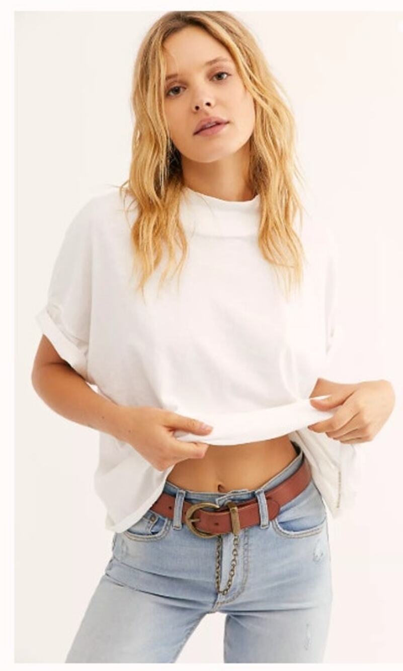 NEW! We The Free 'Fearless' Mock Neck Top in WHITE (M)